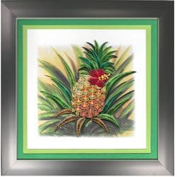 Framed pineapple artwork with tropical flower