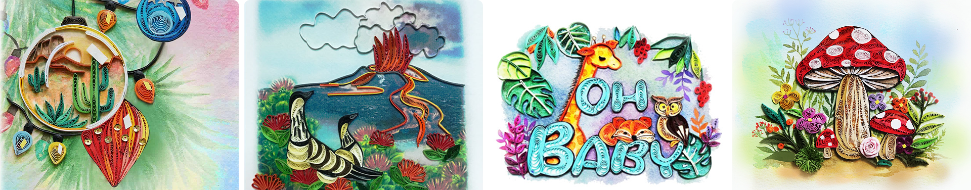Artistic designs with vibrant colors and themes