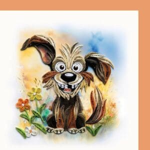 Dog quilling art and floral background