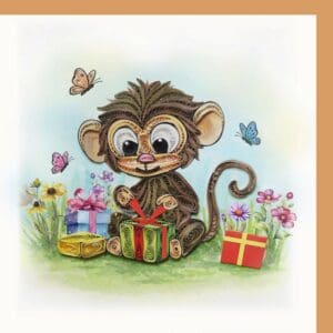 Playful scene with monkey and presents