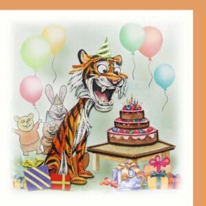 Festive scene with gifts and balloons