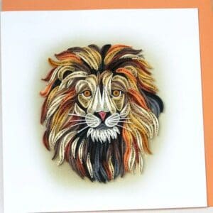 Intricate paper quilling lion design