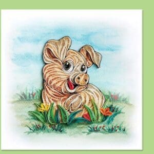 Paper quilling art of a pig