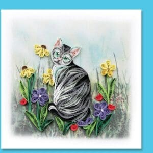 Cat in garden quilling design