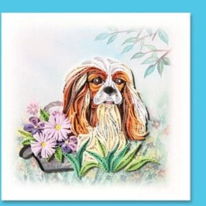 Quilled dog with flowers artwork