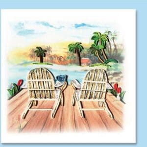 Two chairs facing tropical scenery