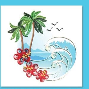 Tropical quilled art with palm trees