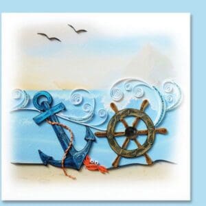 Paper art of sea and anchor