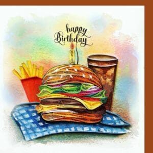 Colorful quilling burger celebration