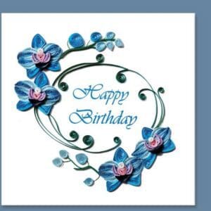Blue quilled floral birthday decoration