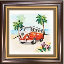 Red van by the beach painting