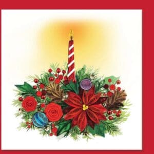 Holiday centerpiece with red and green accents