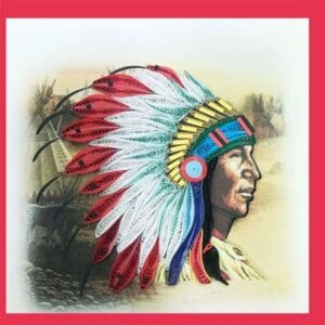 Colorful quilled Native American headdress art