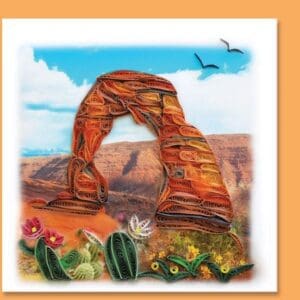 Quilled desert arch and cacti artwork