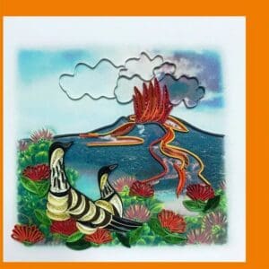 Vibrant quilling design with nature scene