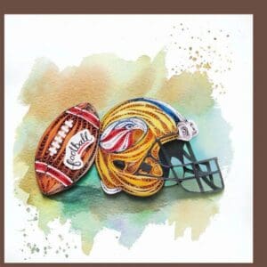 Colorful quilled football helmet artwork