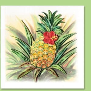 Quilled pineapple artwork with green leaves