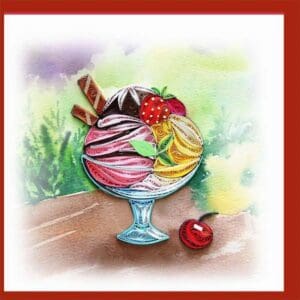 Colorful paper quilling dessert illustration