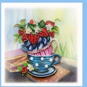 Intricate paper art of stacked cups