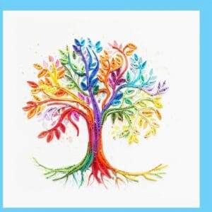 Multicolored quilling artwork tree