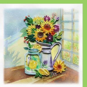 Sunflowers and daisies quilled arrangement