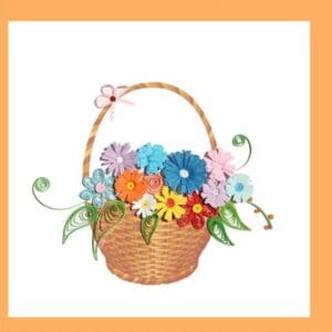 Decorative basket with vibrant paper blooms