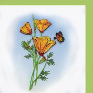 Quilled flowers with butterfly art