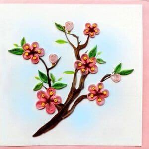 Quilled paper flowers and branches artwork