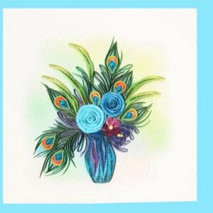 Quilled vase with colorful flowers