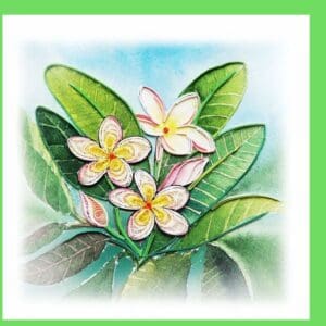 Artistic quilling of flowers and leaves