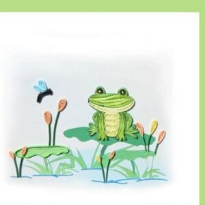 Handmade paper art with frog scene