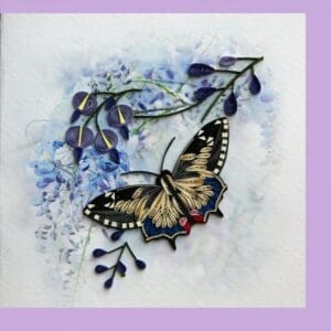 Elegant butterfly and floral quilling design