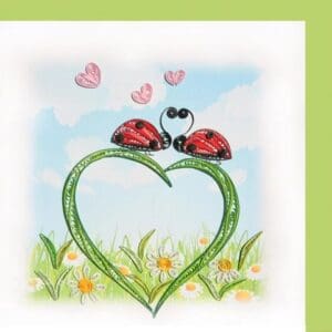 Ladybugs and daisies in garden