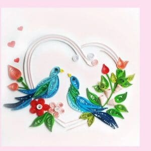 Paper quilling art with birds