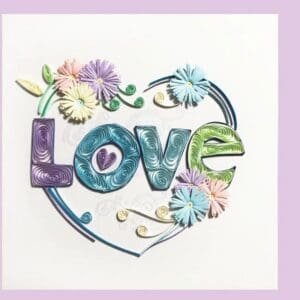 Pastel quilled floral heart design