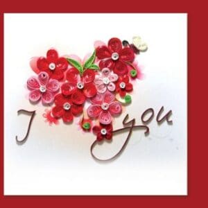 Heart-shaped quilled floral design.