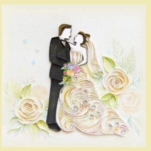 Paper art wedding couple