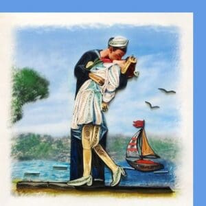 Romantic quilling scene with sailboat