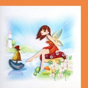 Quilled fairy with wings and flowers