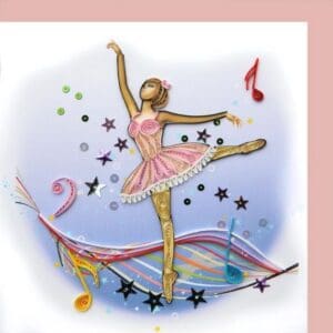 Ballerina in pink dress, quilling art