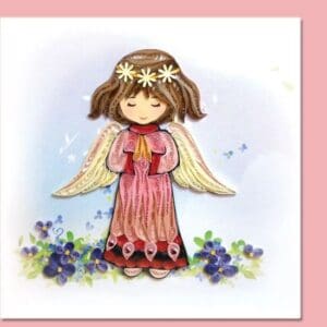 Angel in pink with daisies