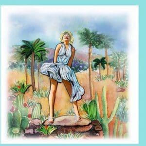 Retro woman in a desert scene