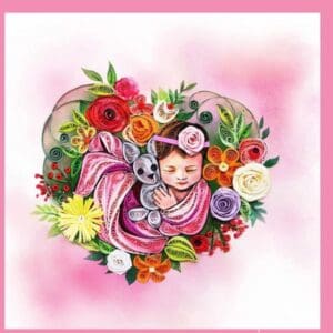 Paper art baby with floral design