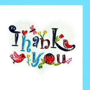Artistic thank you card with floral design