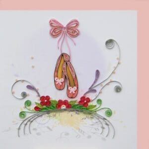 Pink ballet slippers in quilled art