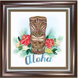 Framed Aloha sign with tiki design