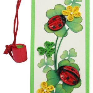 Ladybugs and clovers paper art bookmark