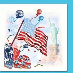 American flag and Statue of Liberty illustration