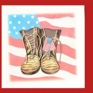Military boots with USA flag motif