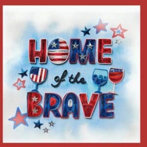 Red, white, blue quilled letters